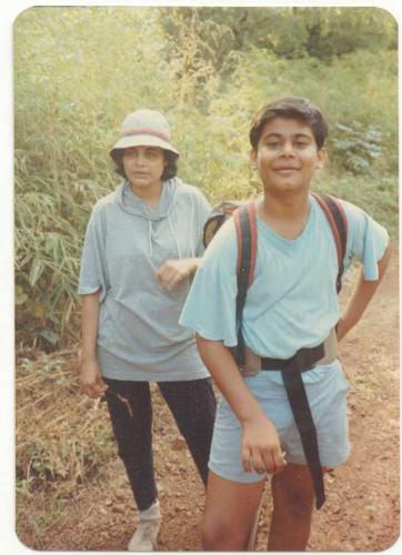 Trekking in the Sahyadris with his mother Geeta 